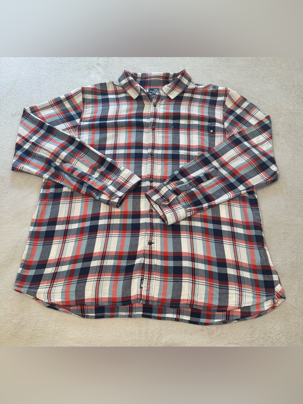 🔥The North Face Shirt Mens Size 2XL Plaid Long Sleeve Cotton Western Button Up